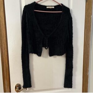 Aeropostale Black Fuzzy Cardigan